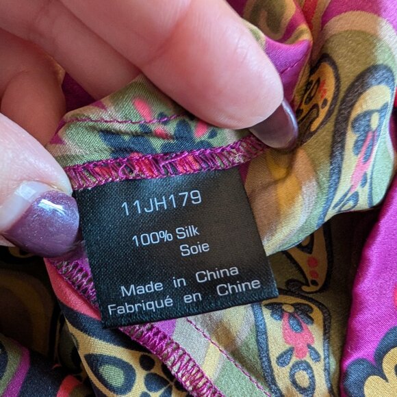 Sandra Angelozzi 100% Silk Long Sleeve Blouse Paisley Size 38 US 6 Back Zipper - Picture 5 of 12